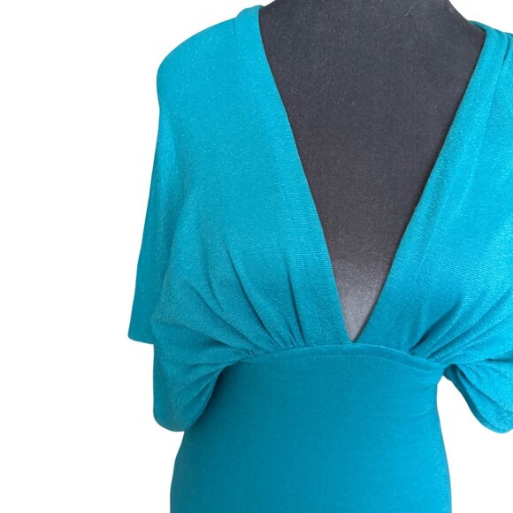 Vintage Deep V-Neck Dolman Sleeve Mini Dress - Picture 2 of 5